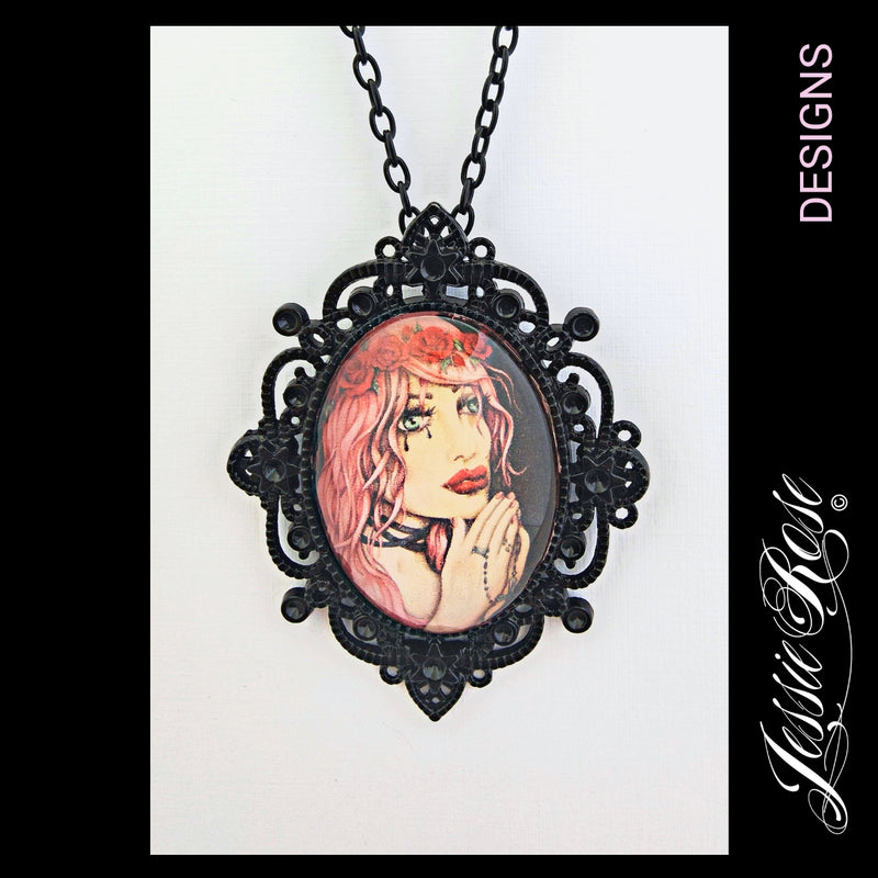 **SALE** Redemption - 'Victorian' Black Pendant with Chain