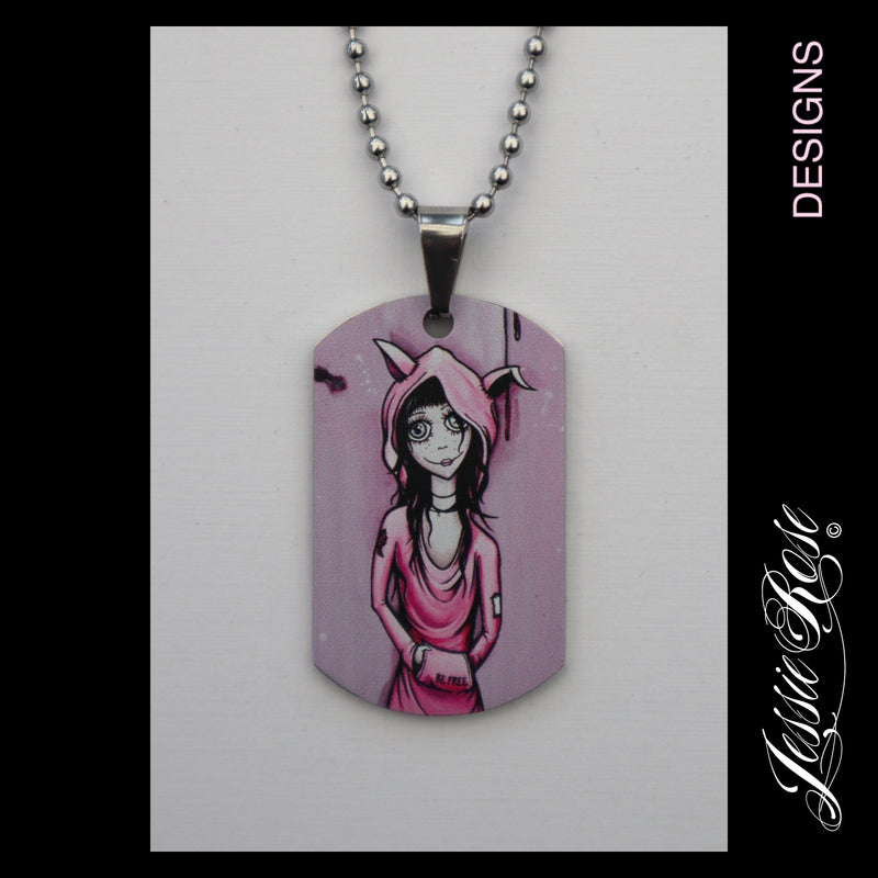 'Be Free Girl' - stainless steel ‘dog tag’ style pendant.