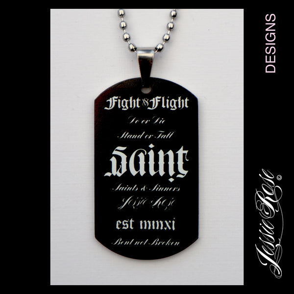 'Fight VS Flight' - stainless steel ‘dog tag’ style pendant.