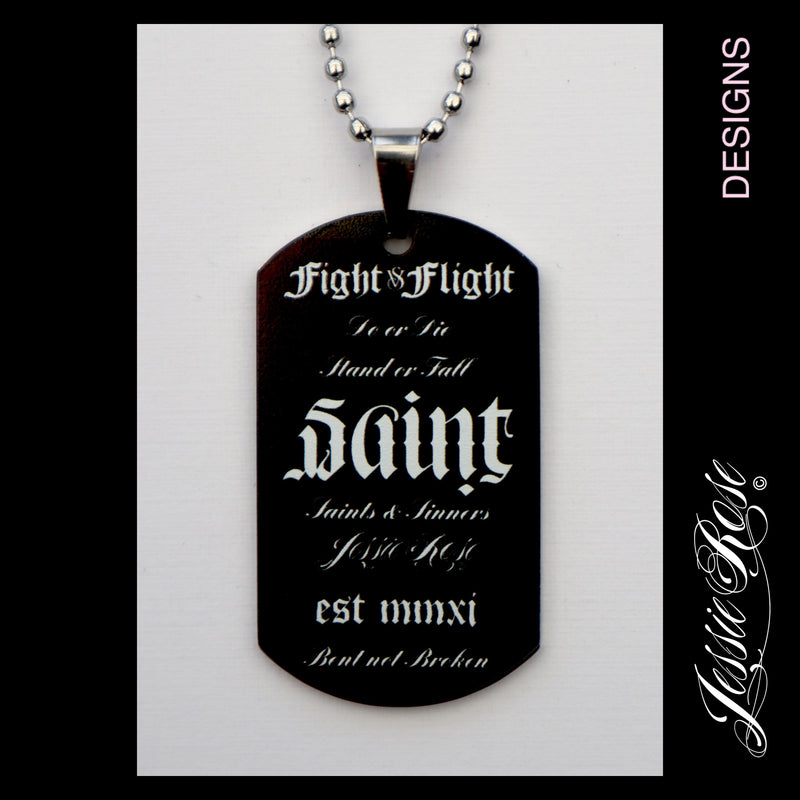 'Fight VS Flight' - stainless steel ‘dog tag’ style pendant.