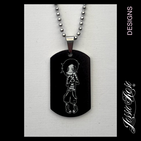 'Boy Black' - stainless steel ‘dog tag’ style pendant.