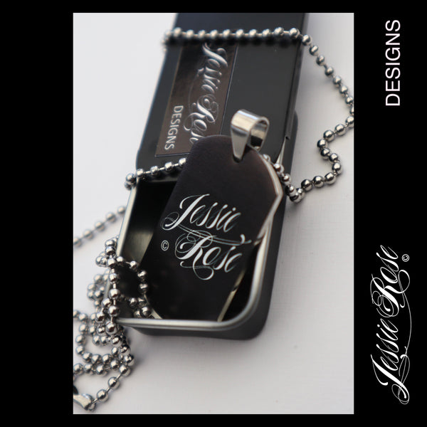 'Be Free Girl' - stainless steel ‘dog tag’ style pendant.