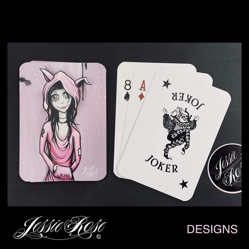 'Be Free' Girl Playing Cards